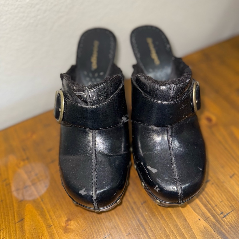 Vintage BONGO Whimsigoth‎ Black Mules with Buckle- Size 8
